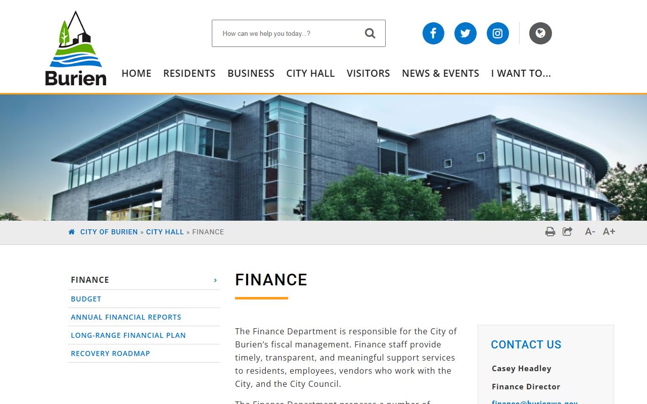 Burien Washington property tax records - Burien city finance department