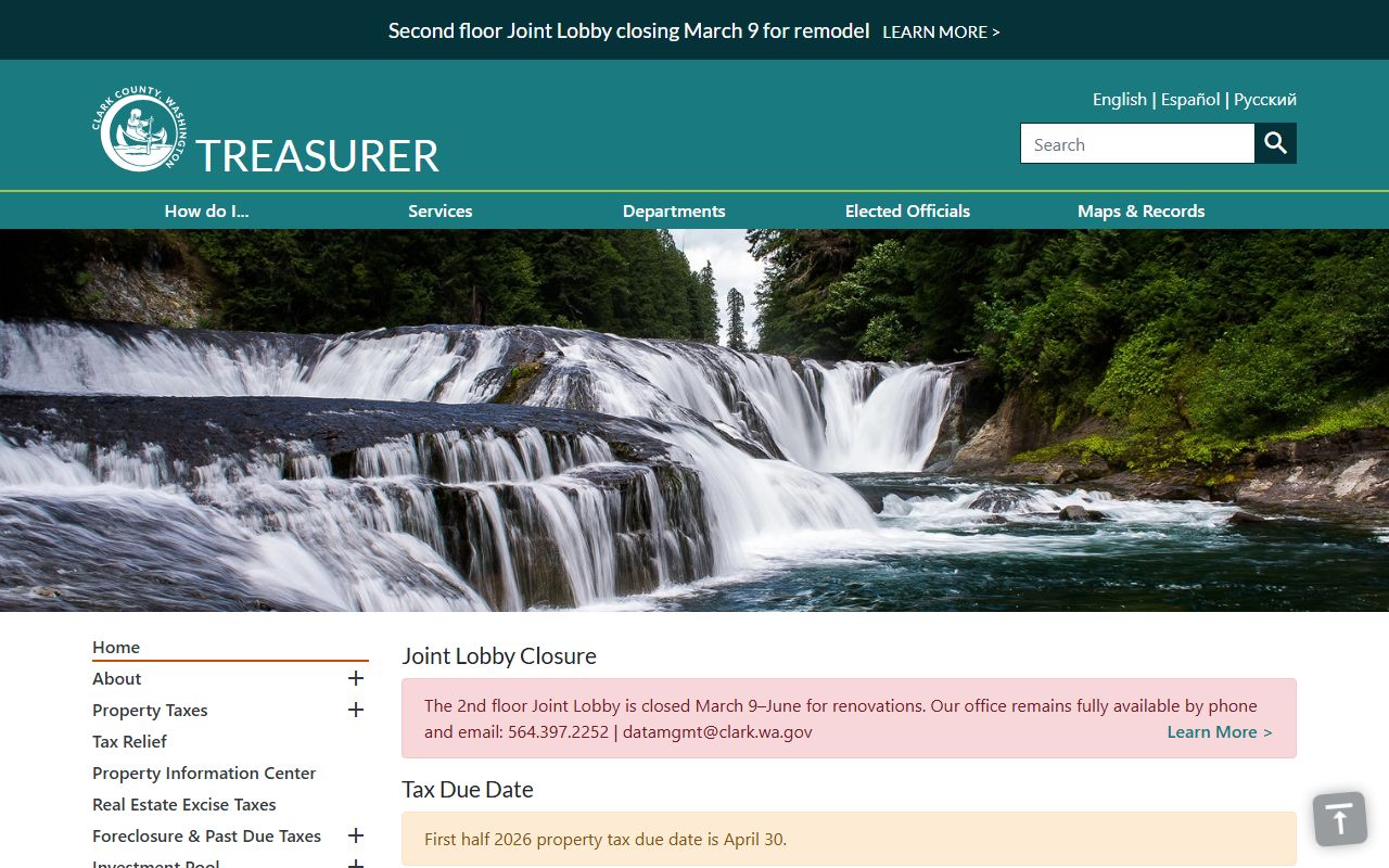 Camas Washington property tax records - Clark County treasurer homepage