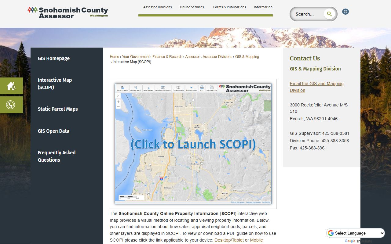 Edmonds WA property tax records - SCOPI interactive map
