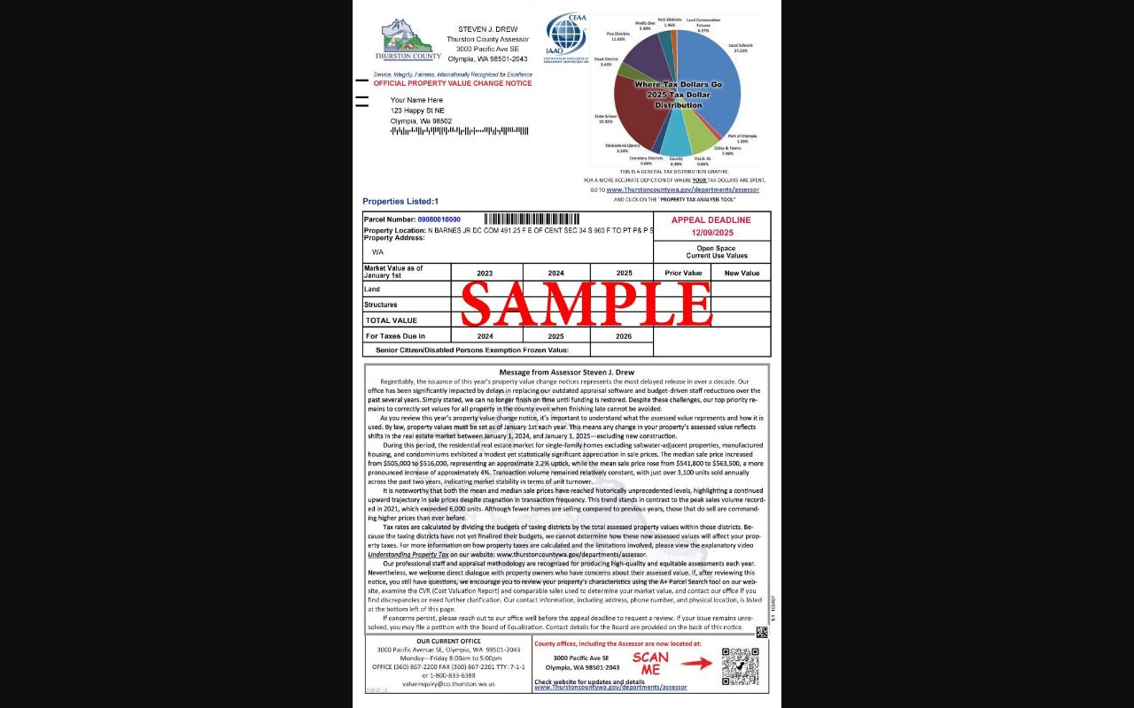 2026 Lacey WA property tax statement sample