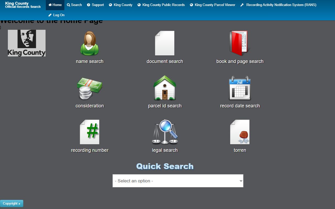 King County Recorder Landmark Web document search for Mercer Island property records