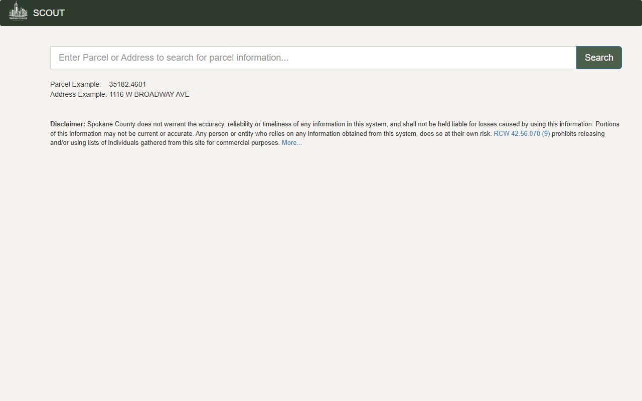 Spokane Washington Property Tax Records - Spokane County SCOUT property information dashboard