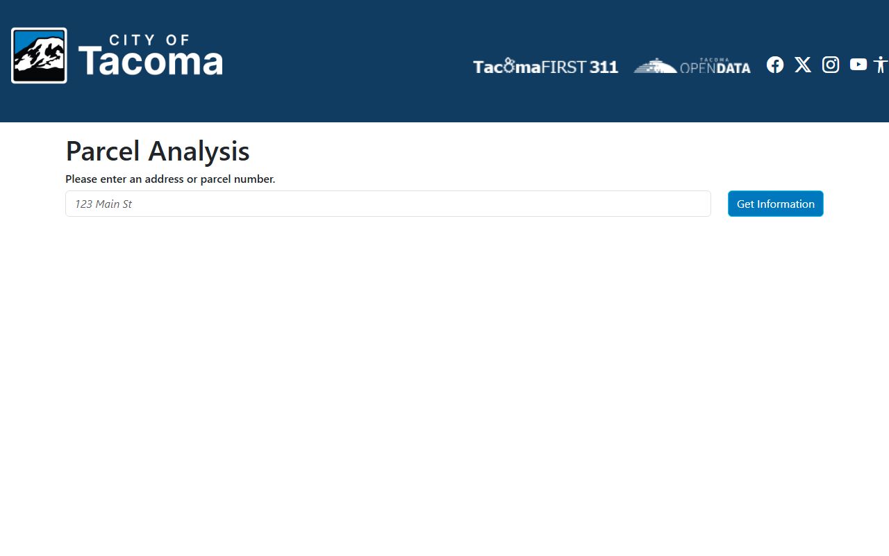 Tacoma Washington Property Tax Records - City of Tacoma Parcel Analysis tool
