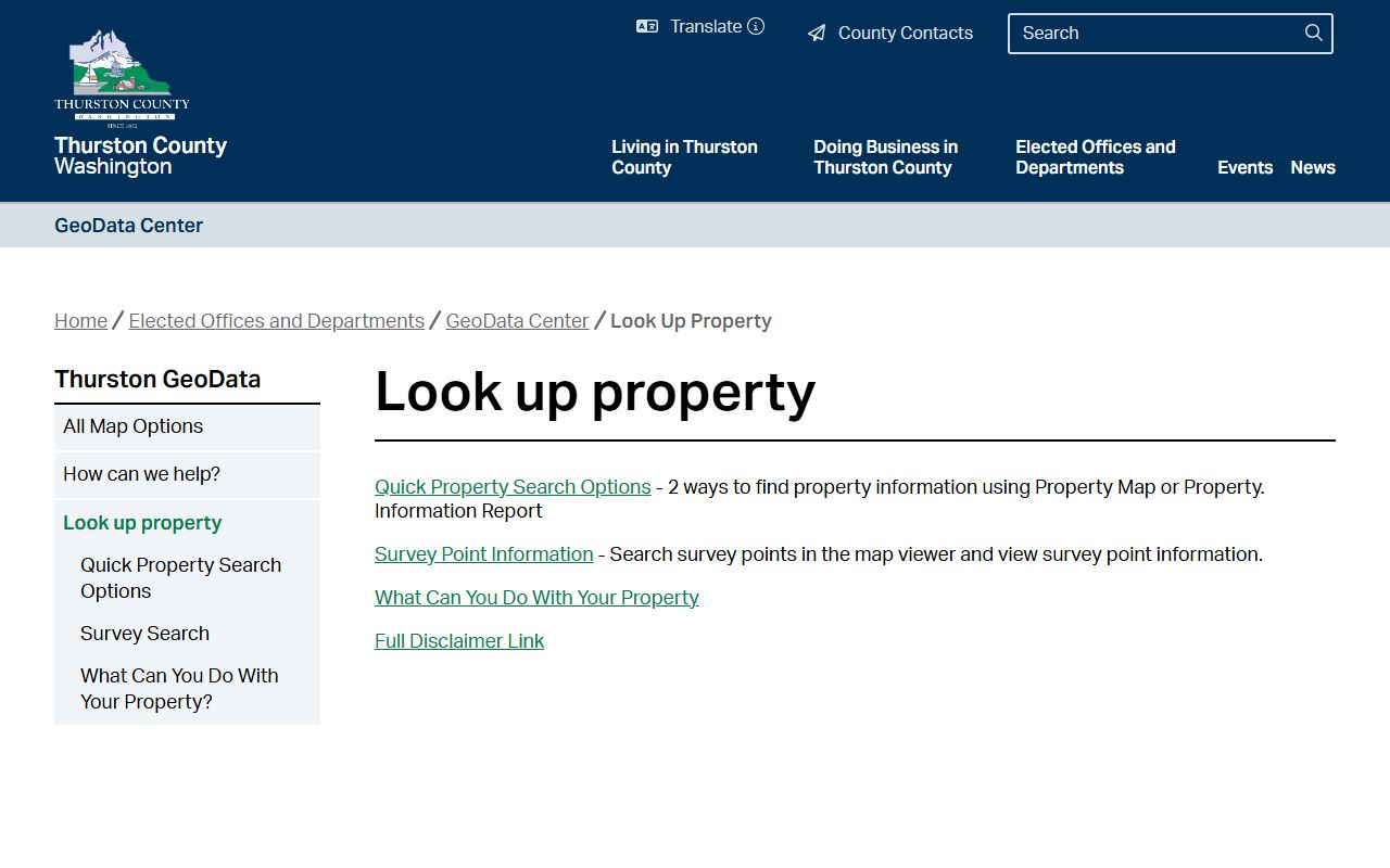 Tumwater Washington Property Tax Records - Thurston County GeoData Center property lookup tool