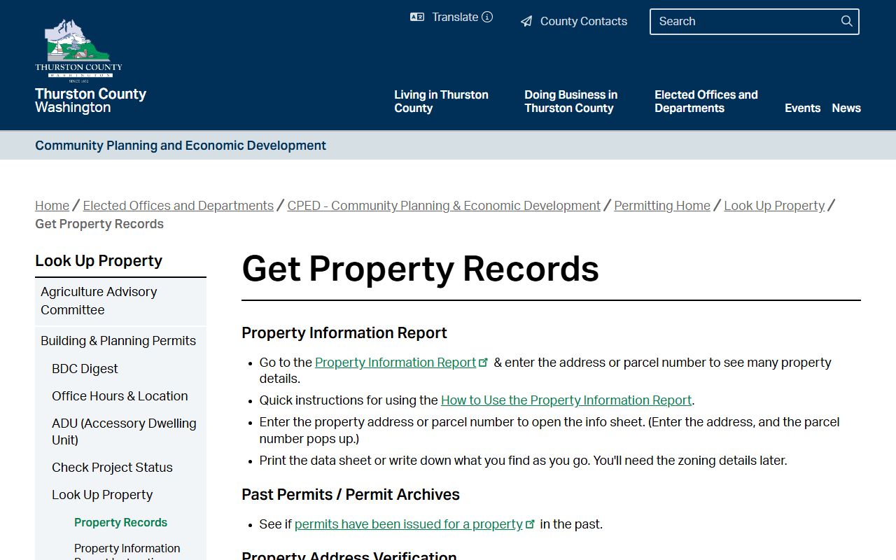Tumwater Washington Property Tax Records - Thurston County Community Planning property records guide