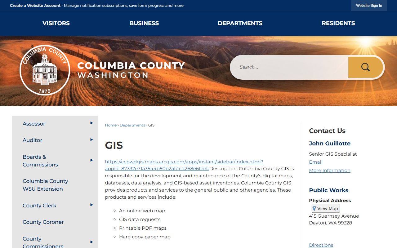 Columbia County Washington property tax records - GIS mapping portal