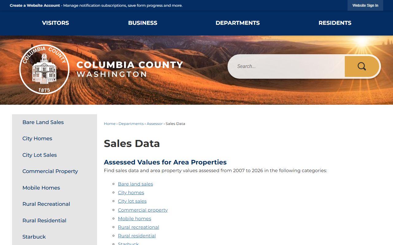 Columbia County Washington property tax records - sales data archive