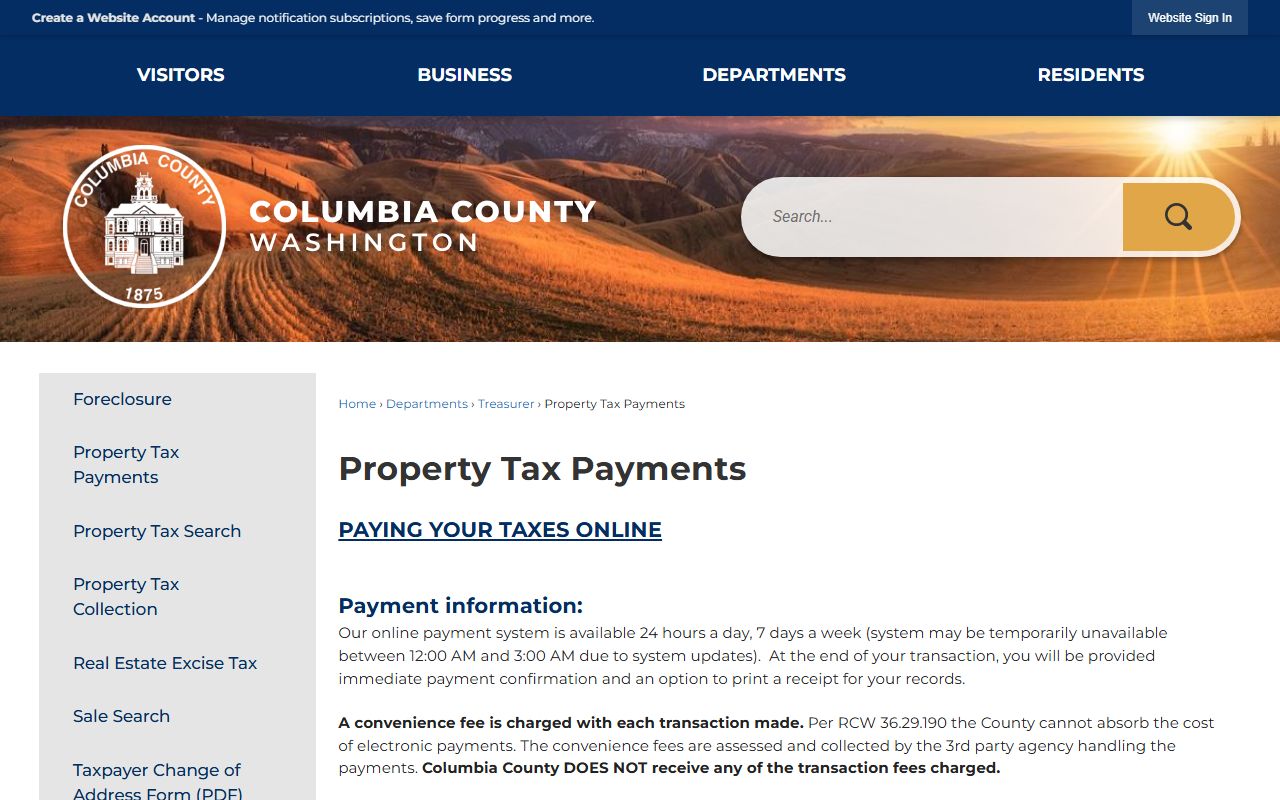 Columbia County Washington property tax records - online tax payment portal