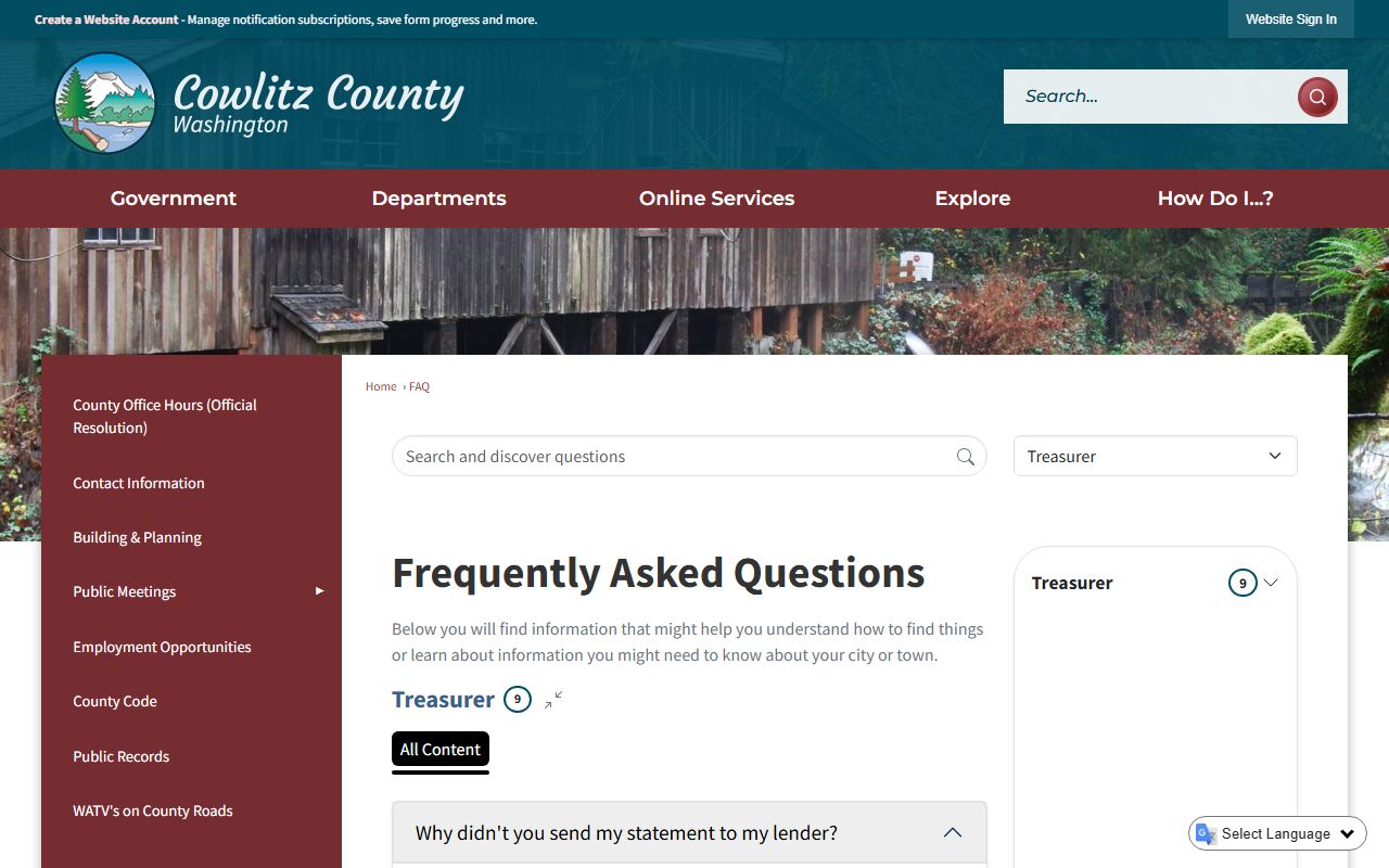 Cowlitz County Washington property tax records - property tax FAQ page