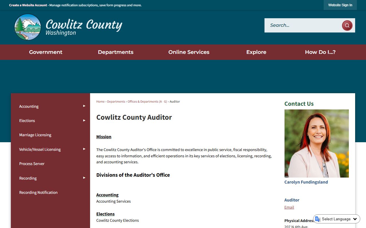 Cowlitz County Washington property tax records - Auditor's Office and recording services