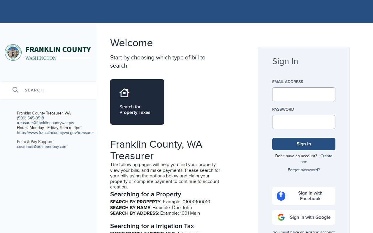 Franklin County online property tax payment portal for Pasco