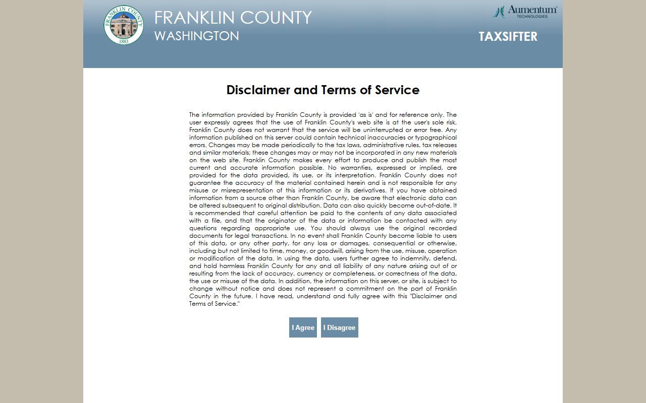Franklin County TaxSifter property tax search for Pasco properties