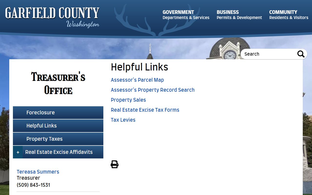 Garfield County Washington Property Tax Records - Treasurer Helpful Links