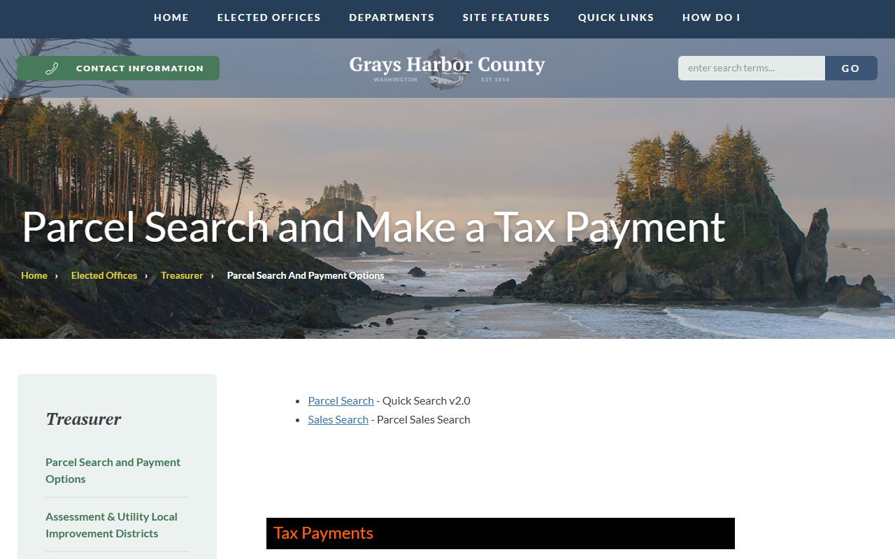 Grays Harbor County Washington Property Tax Records - Treasurer Parcel Search