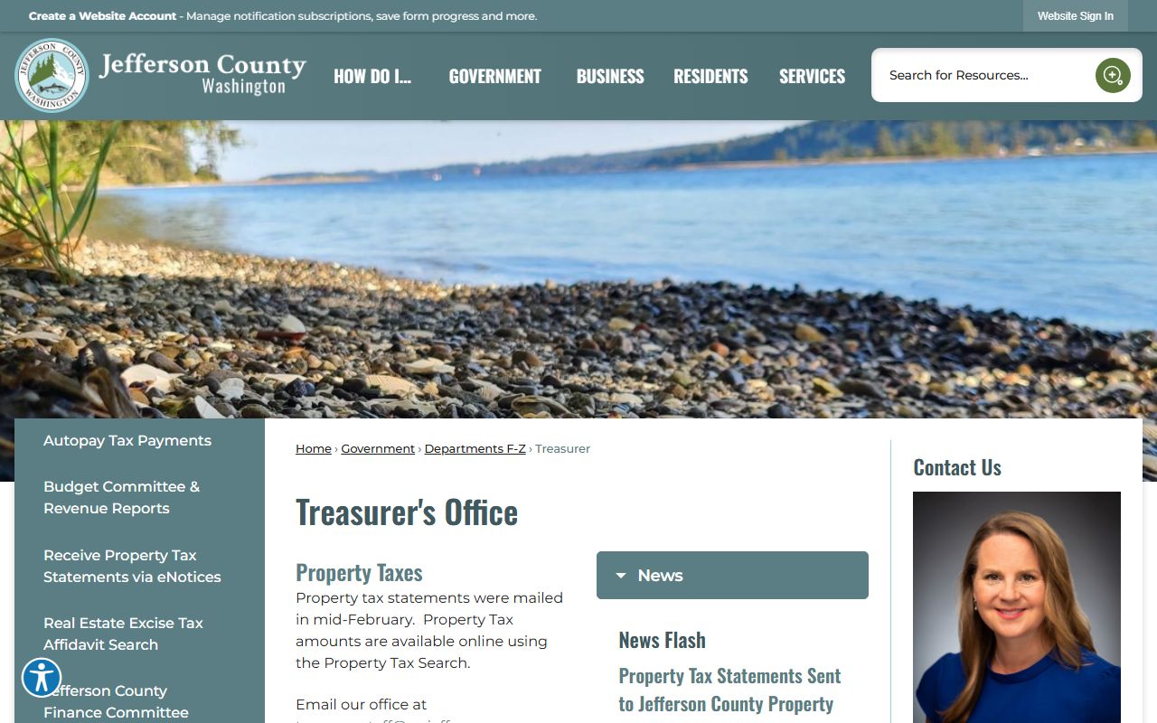 Jefferson County Washington property tax records - Treasurer office page