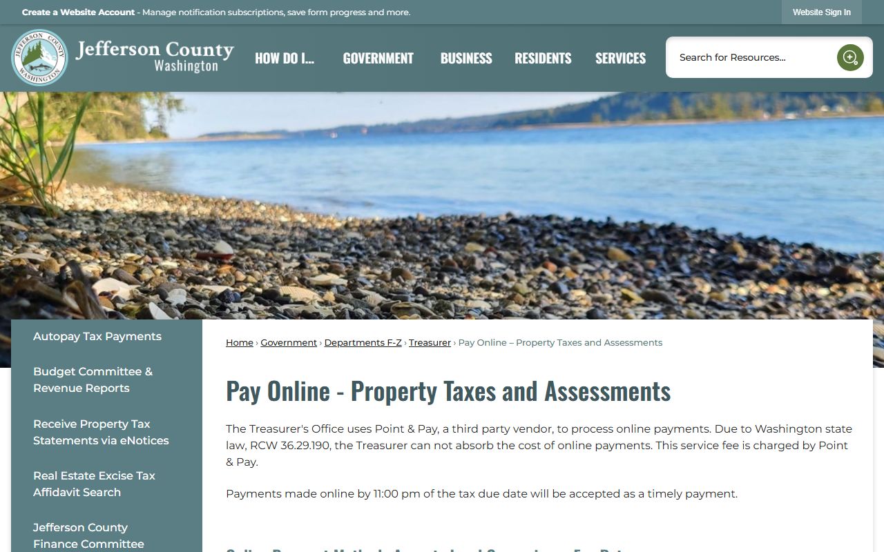 Jefferson County Washington property tax records - online payment portal details