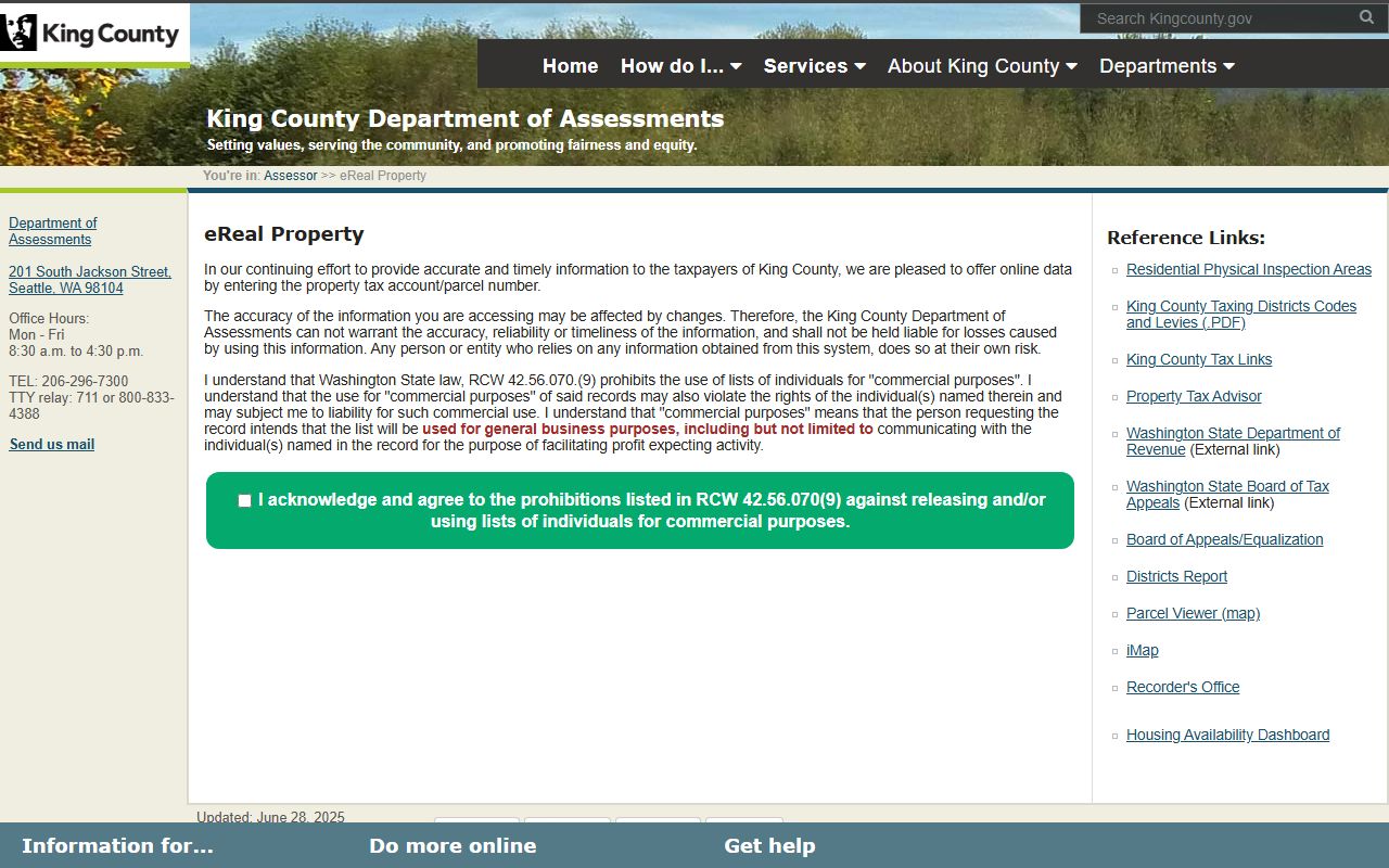 King County Washington Property Tax Records - eReal Property search portal