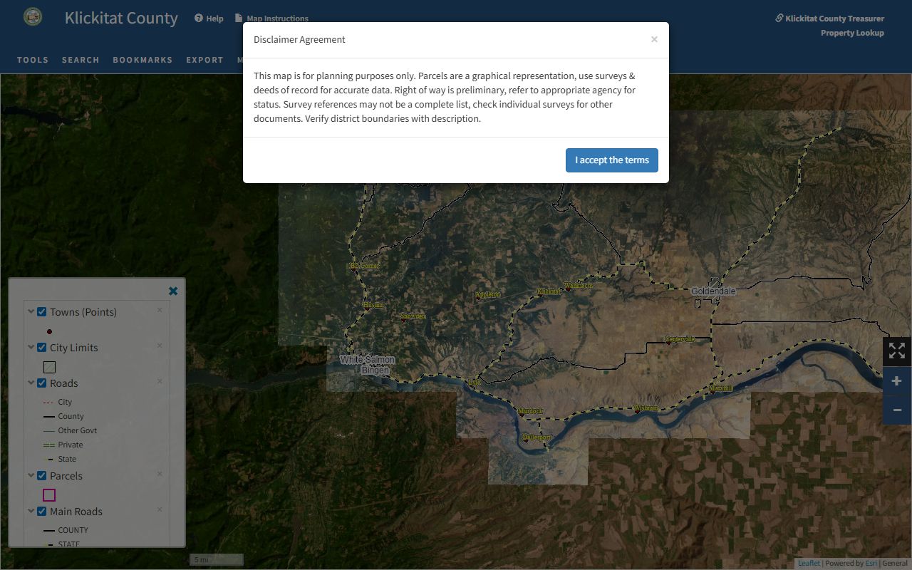Klickitat County Washington Property Tax Records - iMap GIS interactive mapping application