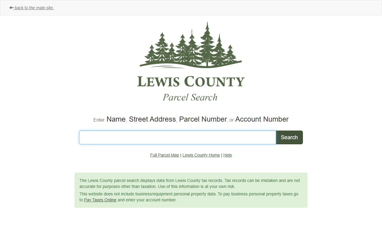 Lewis County Washington Property Tax Records - PATS parcel search interface