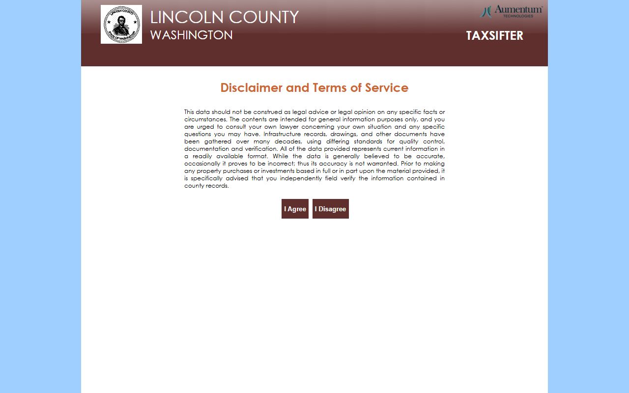 Lincoln County Washington Property Tax Records - TaxSifter property search interface
