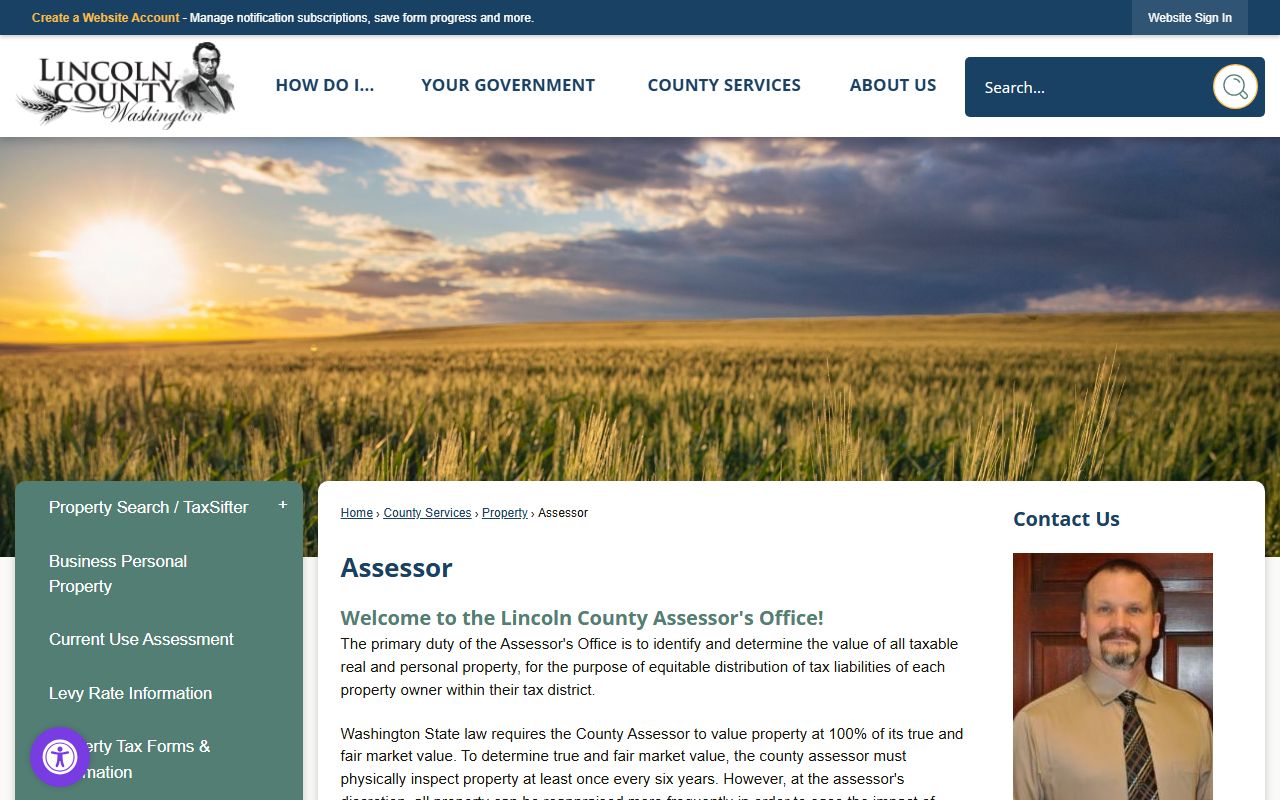 Lincoln County Washington Property Tax Records - Assessor office page with search links
