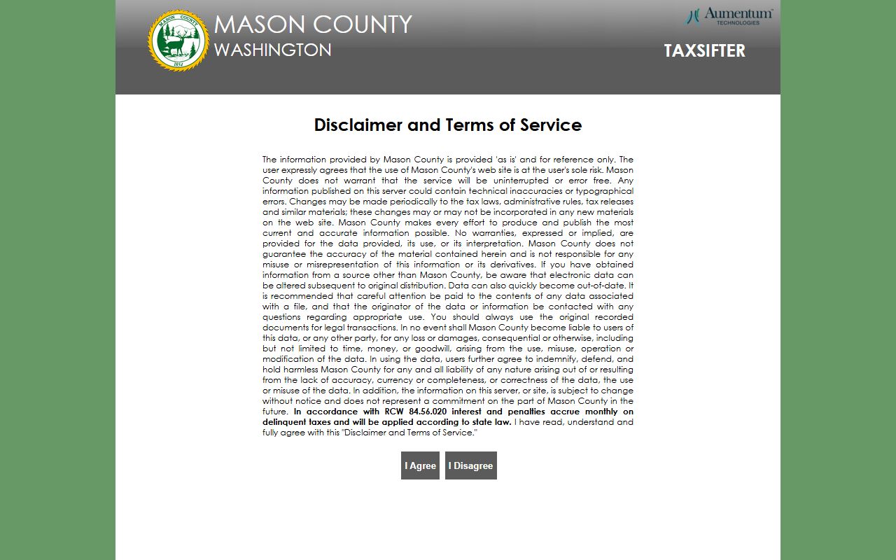 Mason County Washington property tax records - TaxSifter search portal