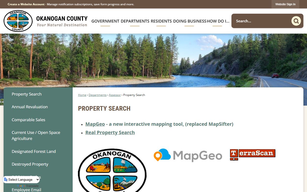 Okanogan County Washington property tax records - property search portal