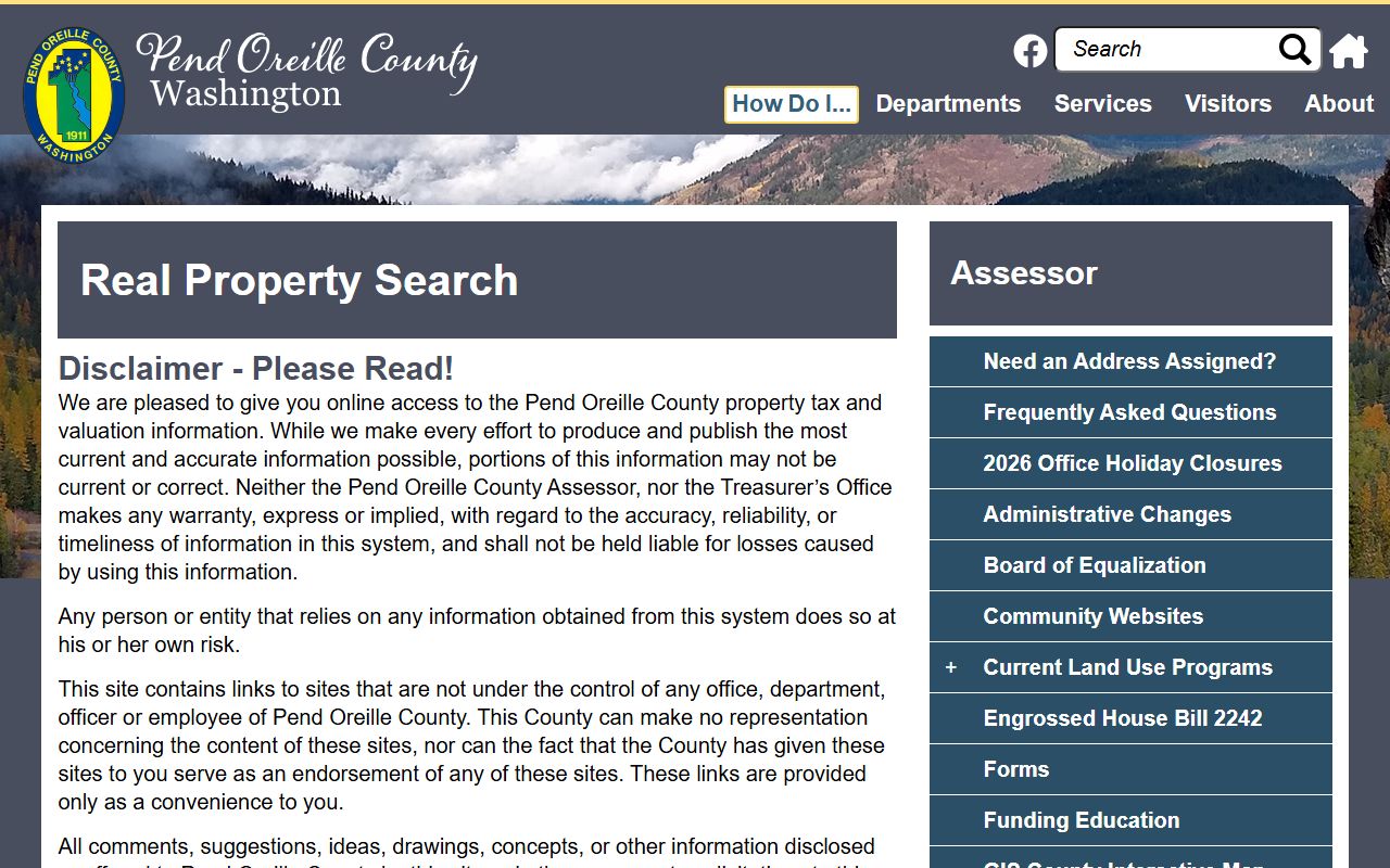 Pend Oreille County Washington Property Tax Records