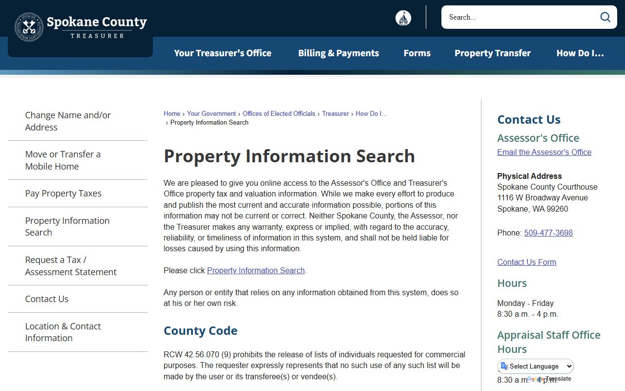 Spokane County Washington Property Tax Records - SCOUT Property Information Search Portal