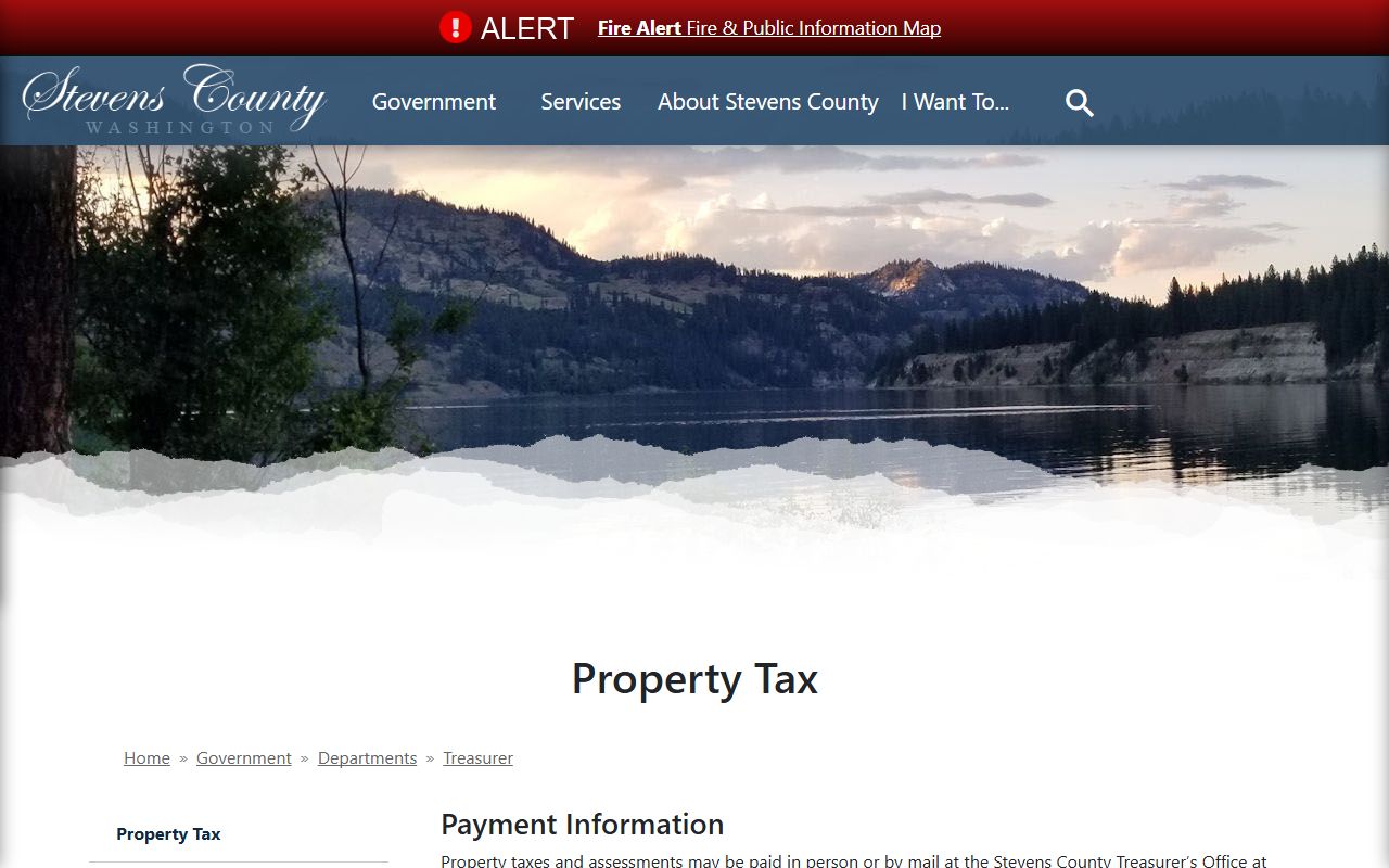 Stevens County Washington property tax records - tax payment information page