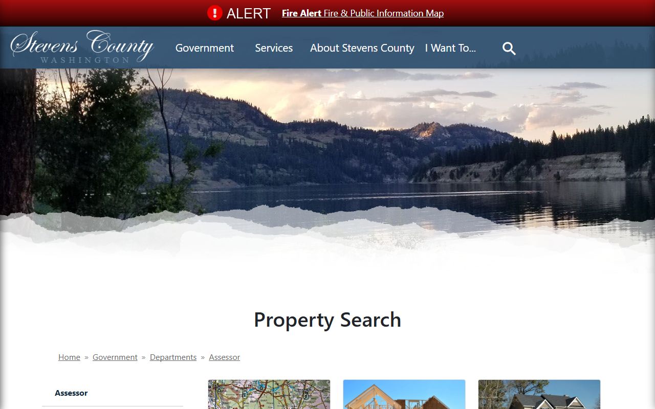 Stevens County Washington property tax records - property search landing page