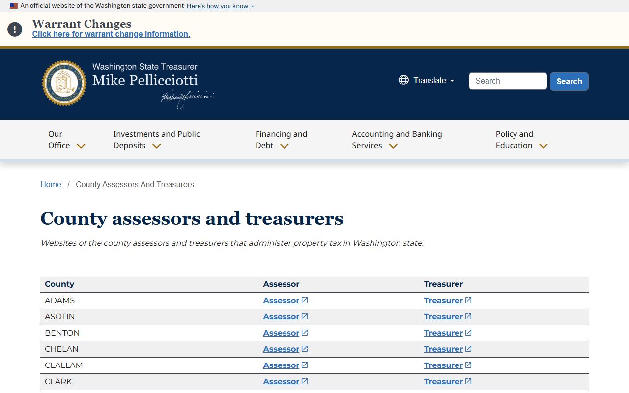 Wahkiakum County Washington property tax records - state treasurer county directory