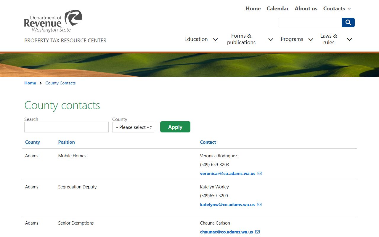 Wahkiakum County Washington property tax records - state DOR county contacts directory