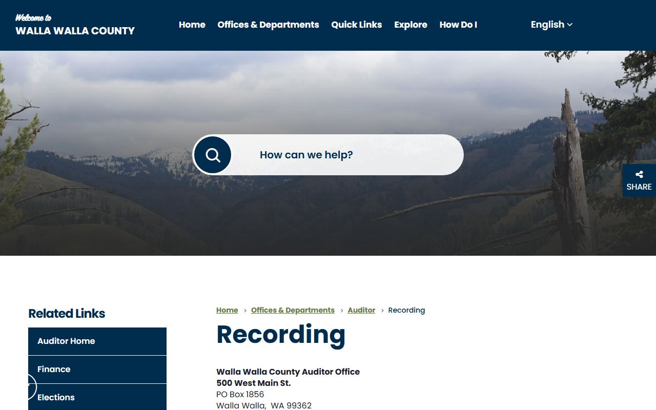 Walla Walla County Washington property tax records - auditor recording and document search