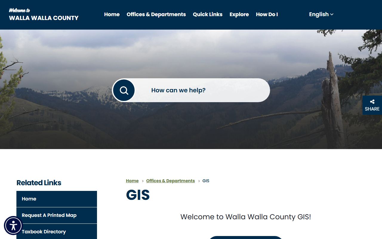 Walla Walla County Washington property tax records - GIS department mapping portal