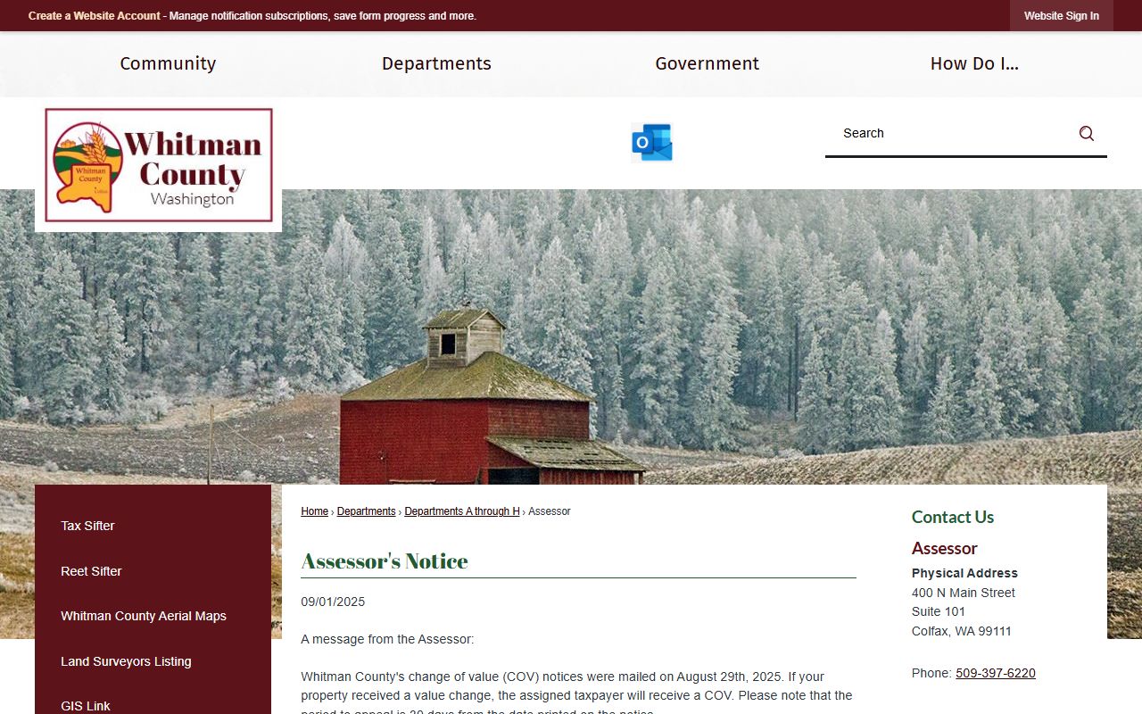 Whitman County Washington property tax records - assessor website