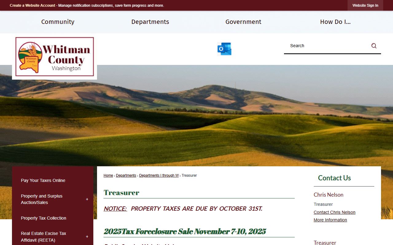 Whitman County Washington property tax records - treasurer main page