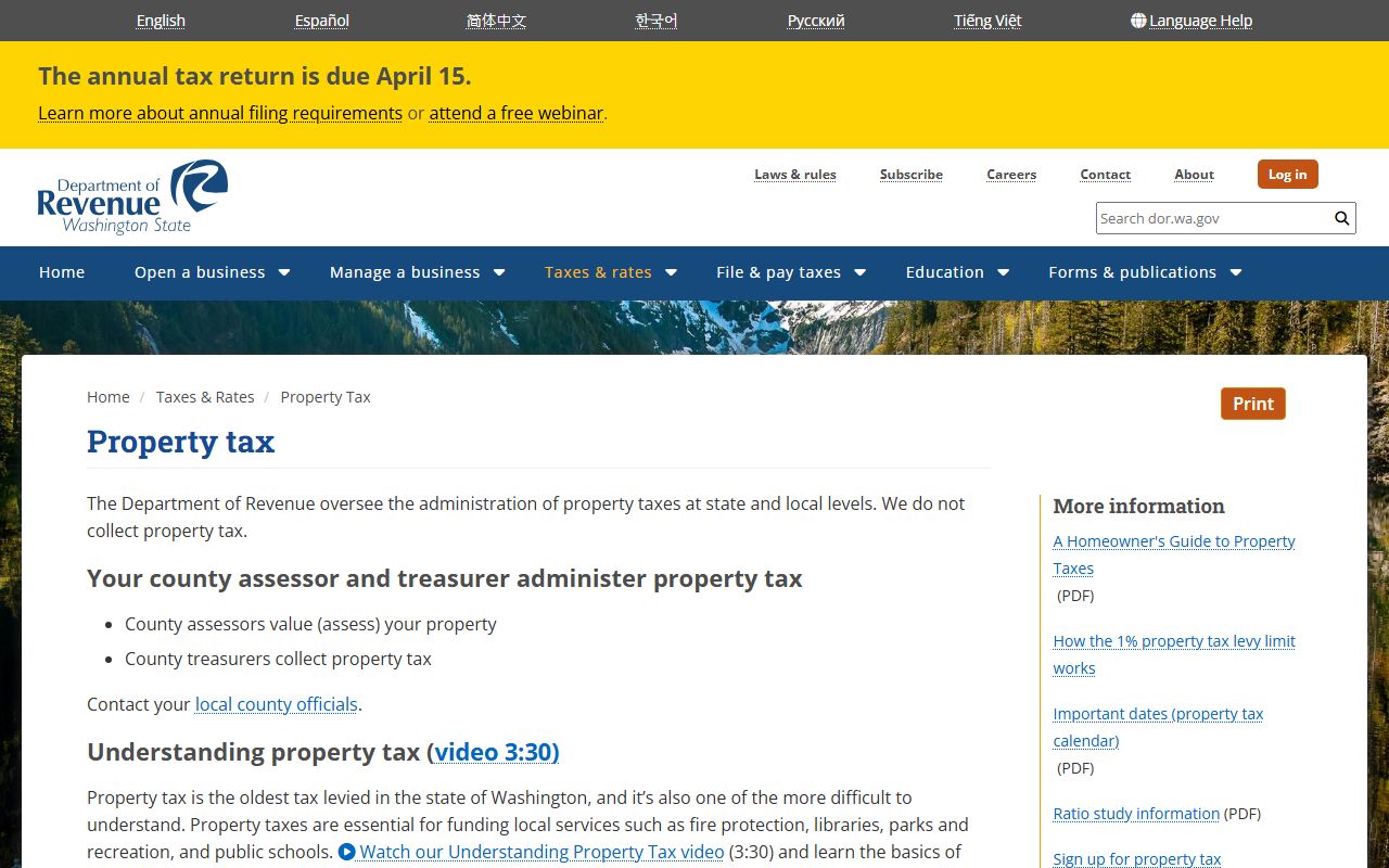 Washington State Property Tax Records - Department of Revenue Portal
